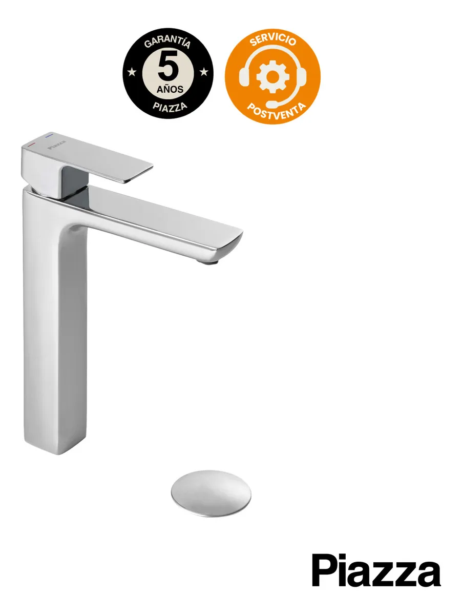 Grifería Para Baño Completo Piazza Lavatorio - 10402 - De mesa Alto lavamanos Canilla A - Imagen 2