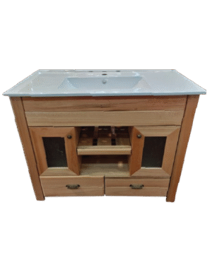 Vanitory Madera Maciza Eucalipto Con Loza 100x46