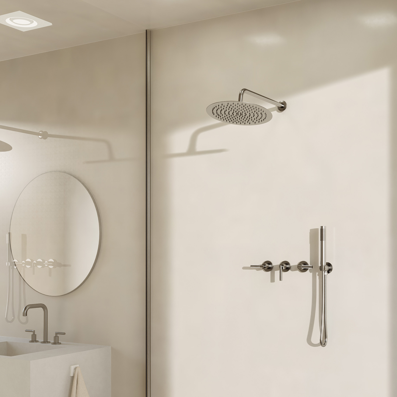 85-201NI DUCHA EMB S/TRANSF Y DUCHADOR C.CERAM BEAT - Linea Beat Niquel | Peirano - Imagen 2